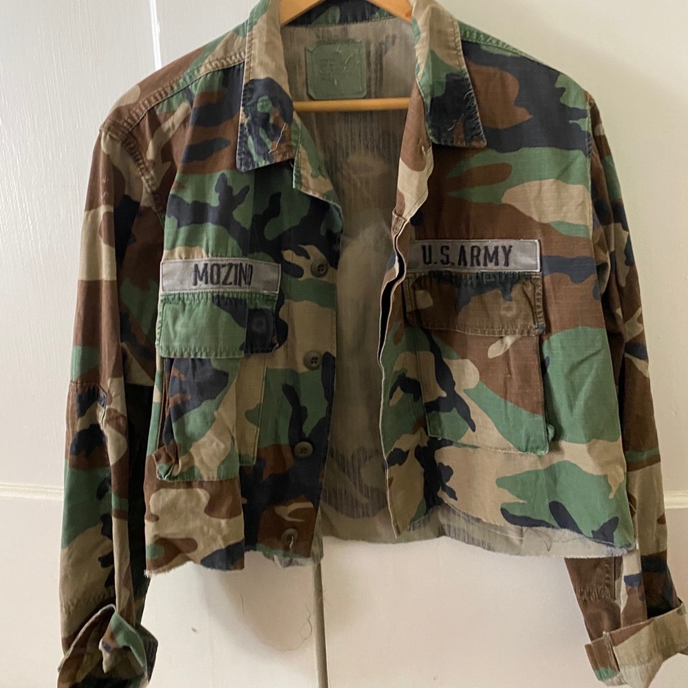 Vintage Cropped Military Camo Jacket